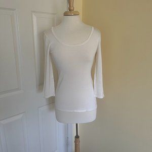 Ann Taylor Size M Front & Back Scoop Neck Fitted Top with 3/4 Sleeve